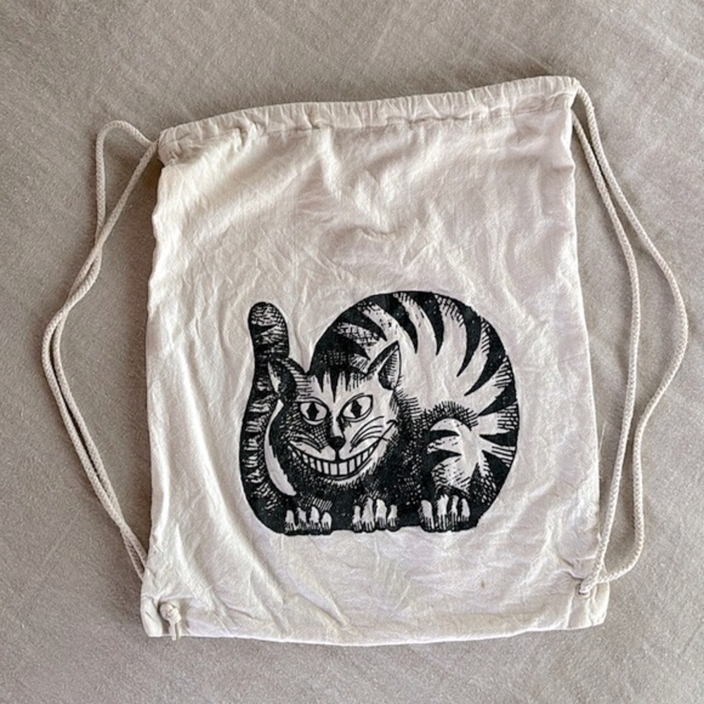 Vintage Cat Cotton Drawstring Backpack - image 1